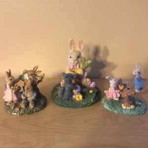 Vintage Set of Three Rabbit Figurines